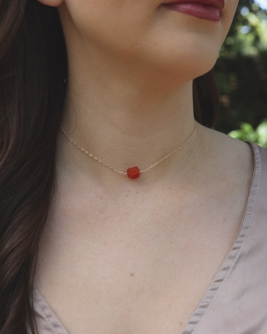 Tiny Raw Carnelian Crystal Nugget Choker