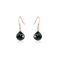 Teardrop Earrings - Black Tourmaline - 14K Rose Gold Fill - Luna Tide Handmade Jewellery