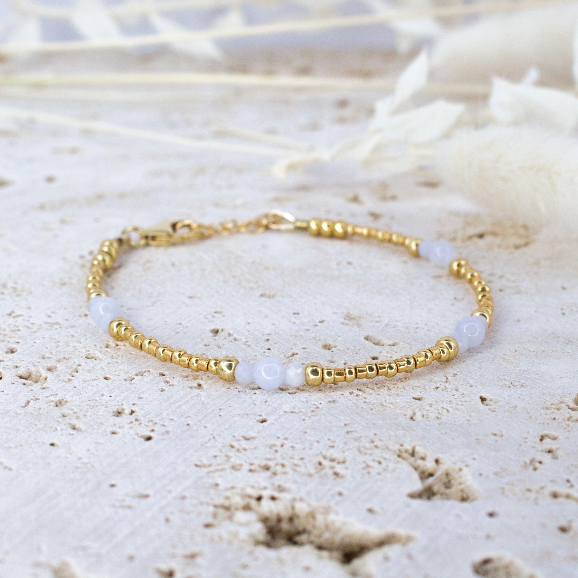 Blue Lace Agate Ancient Tides Bracelet - Blue Lace Agate Ancient Tides Bracelet - 14k Gold Fill - Luna Tide Handmade Crystal Jewellery