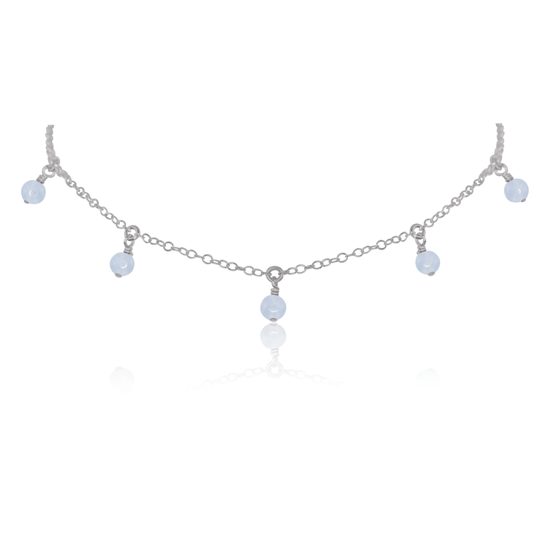 Bead Drop Choker - Blue Lace Agate - Stainless Steel - Luna Tide Handmade Jewellery