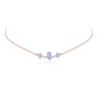Beaded Chain Choker - Blue Lace Agate - 14K Rose Gold Fill - Luna Tide Handmade Jewellery