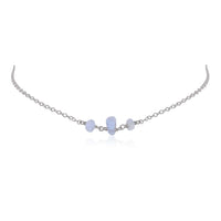 Beaded Chain Choker - Blue Lace Agate - Stainless Steel - Luna Tide Handmade Jewellery