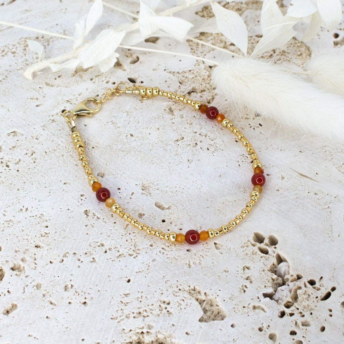 Carnelian Ancient Tides Bracelet - Carnelian Ancient Tides Bracelet - 14k Gold Fill - Luna Tide Handmade Crystal Jewellery