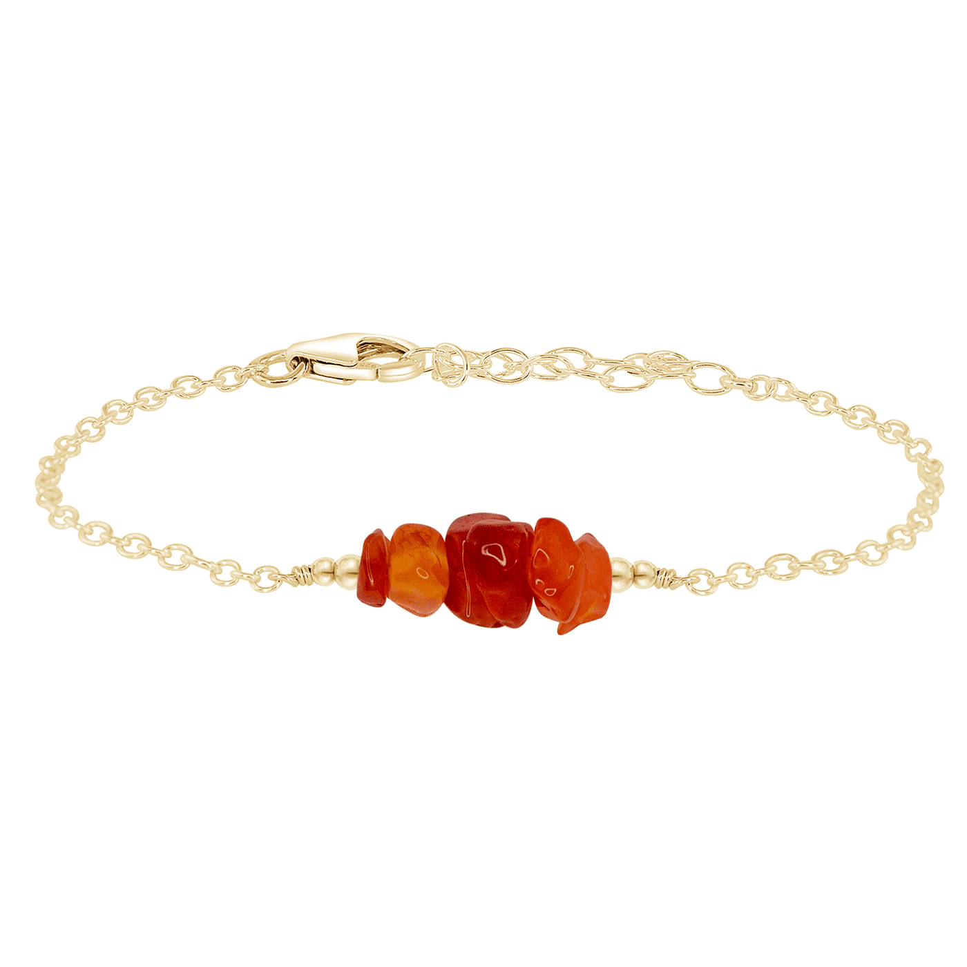 Carnelian Chip Bead Bar Bracelet - Carnelian Chip Bead Bar Bracelet - 14k Gold Fill - Luna Tide Handmade Crystal Jewellery