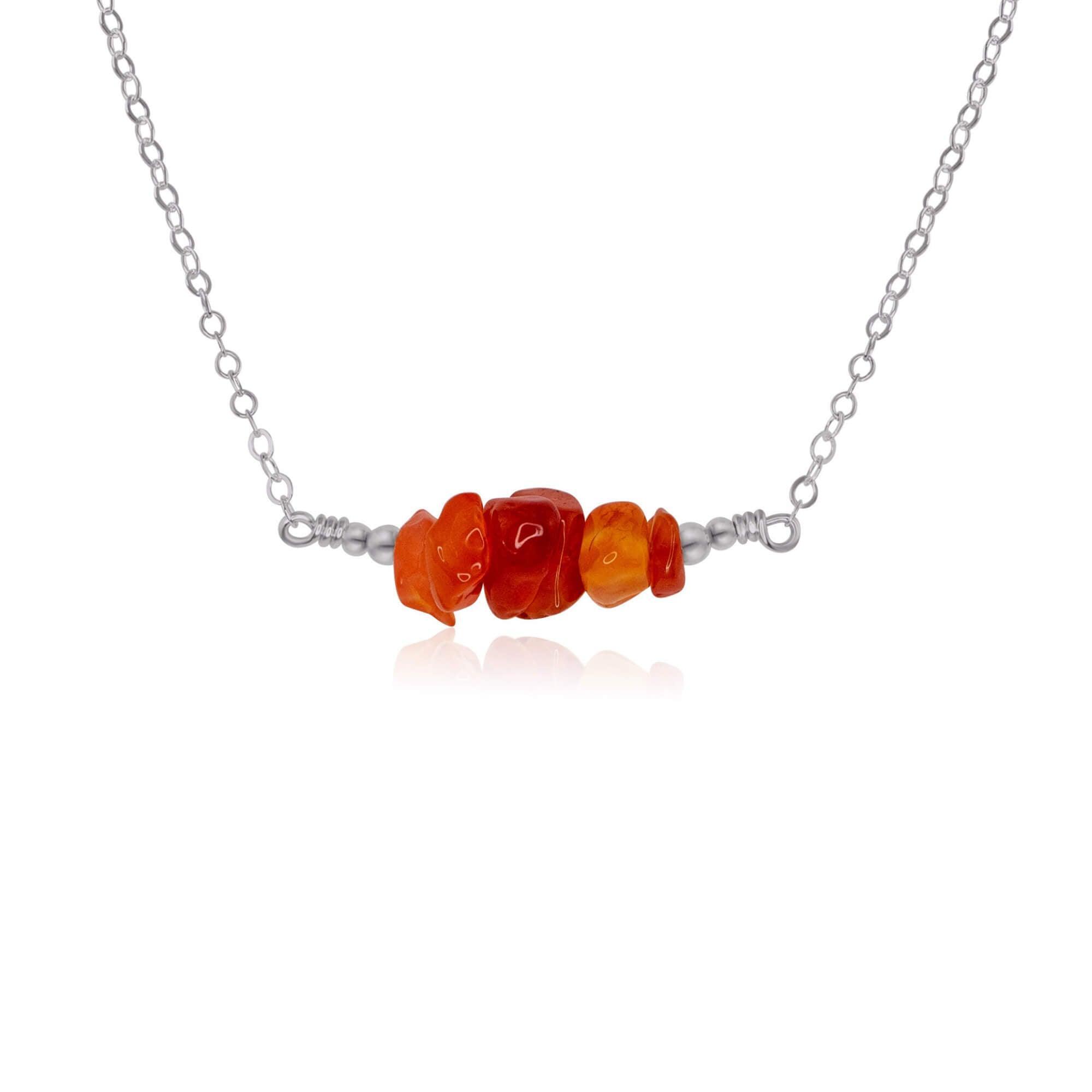 Carnelian Chip Bead Bar Necklace - Carnelian Chip Bead Bar Necklace - Stainless Steel - Luna Tide Handmade Crystal Jewellery