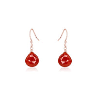 Teardrop Earrings - Carnelian - 14K Rose Gold Fill - Luna Tide Handmade Jewellery