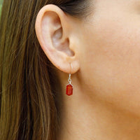 Double Terminated Crystal Dangle Drop Earrings - Carnelian - Sterling Silver - Luna Tide Handmade Jewellery