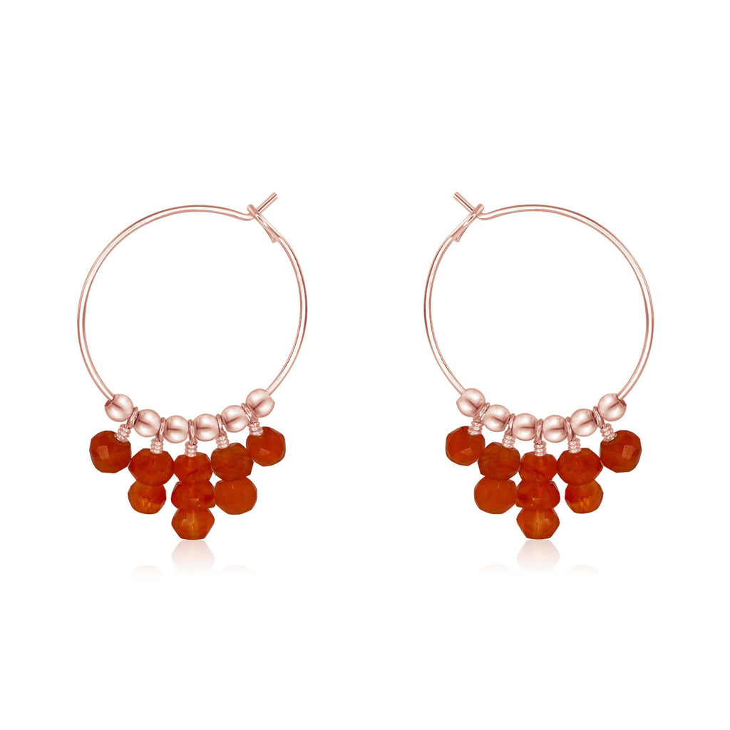 Carnelian Statement Hoop Earrings - Carnelian Statement Hoop Earrings - 14k Rose Gold Fill - Luna Tide Handmade Crystal Jewellery