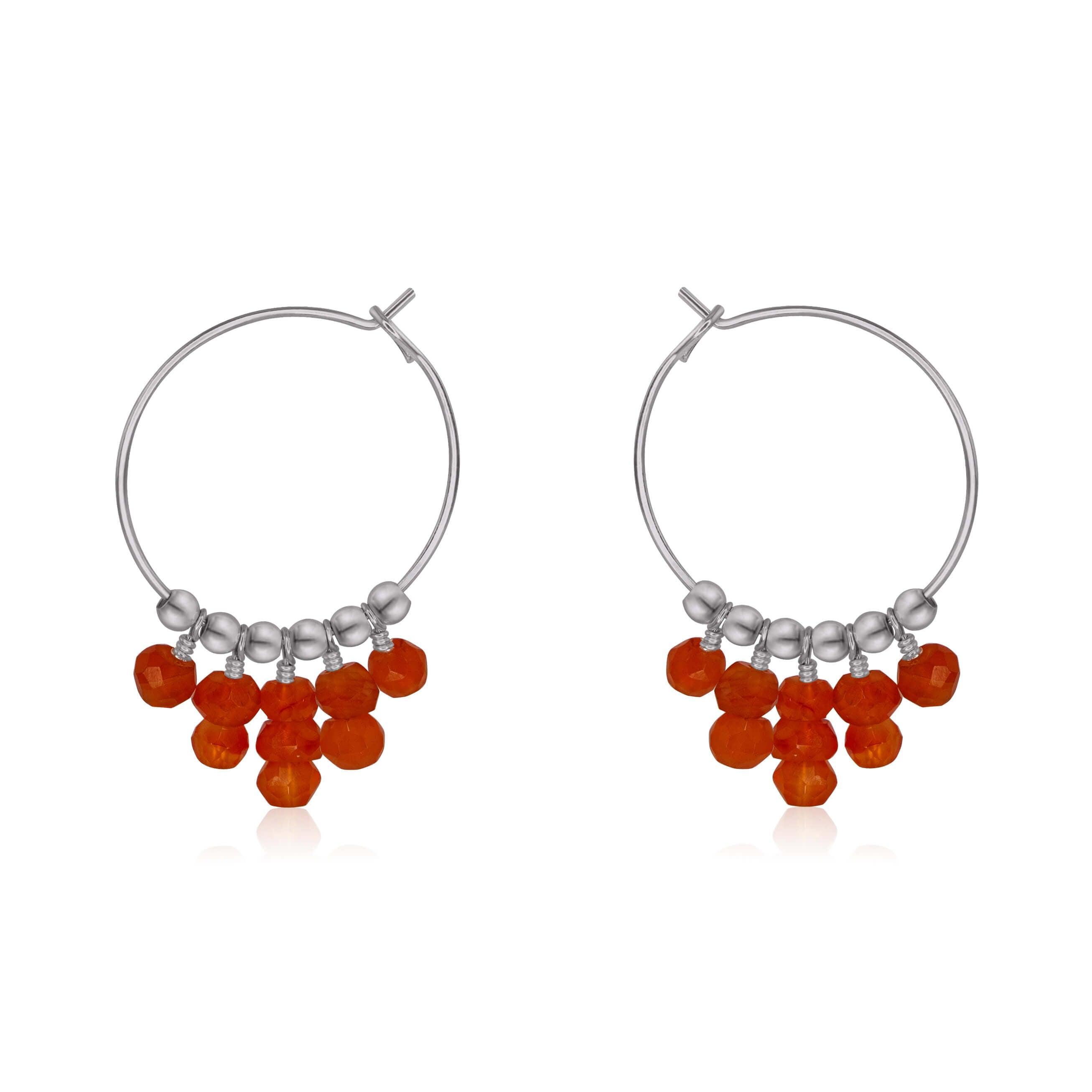 Carnelian Statement Hoop Earrings - Carnelian Statement Hoop Earrings - Stainless Steel - Luna Tide Handmade Crystal Jewellery