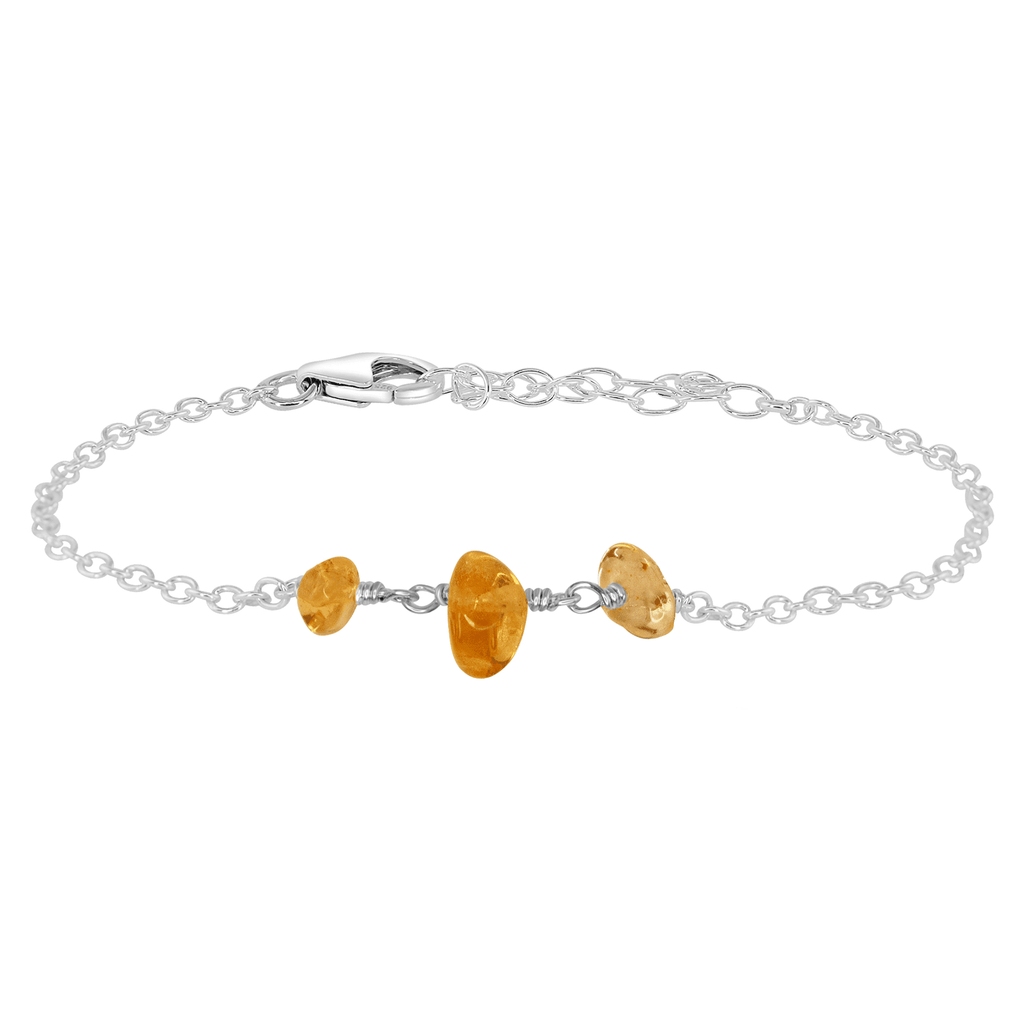 Citrine Beaded Chain Bracelet - Citrine Beaded Chain Bracelet - Sterling Silver - Luna Tide Handmade Crystal Jewellery