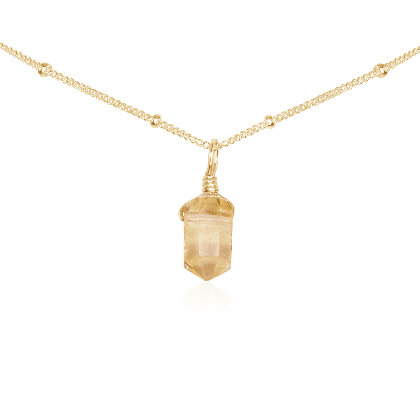 Citrine Mini Double Terminated Crystal Point Pendant Choker Necklace - Citrine Mini Double Terminated Crystal Point Pendant Choker Necklace - 14k Gold Fill / Satellite - Luna Tide Handmade Crystal Jewellery