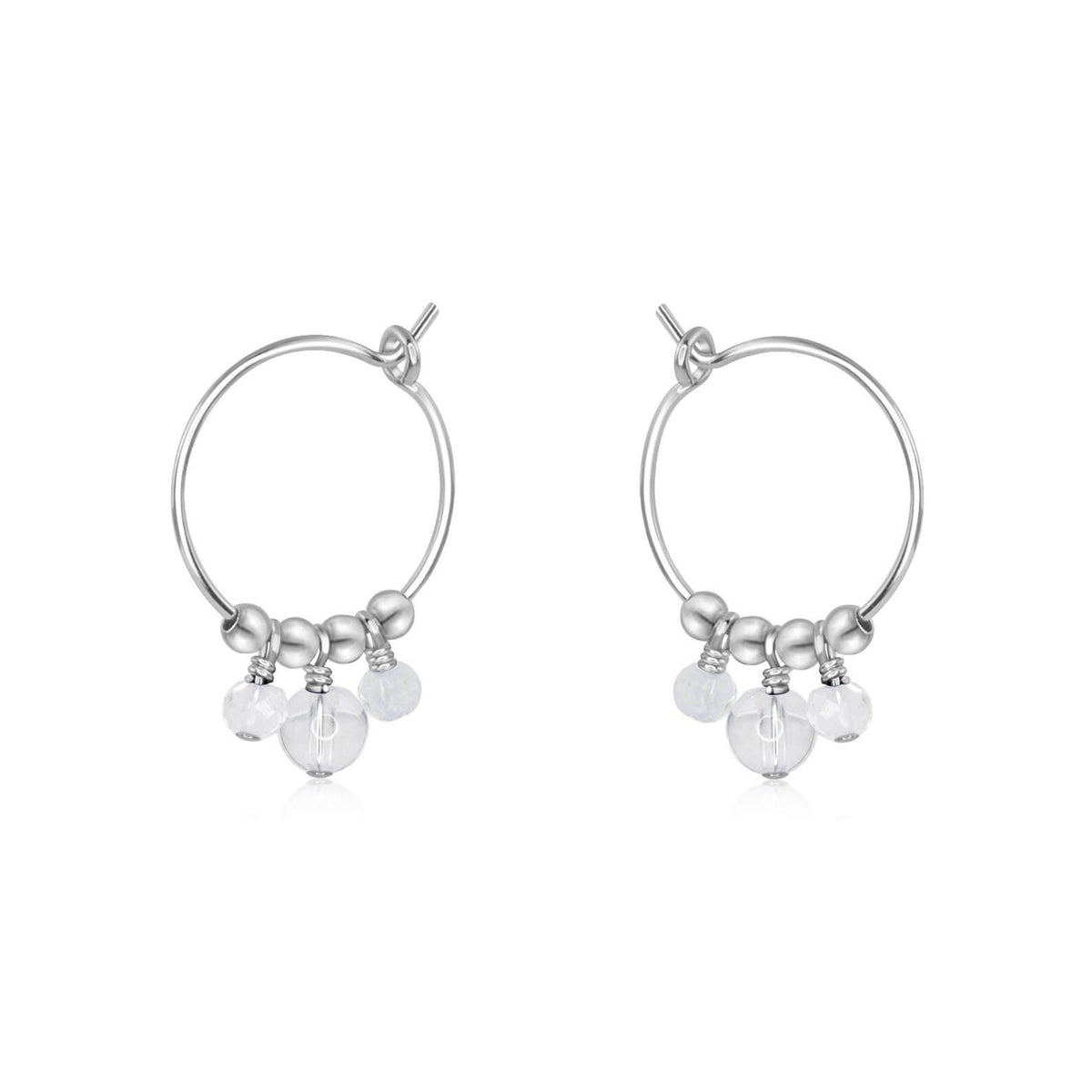 Hoop Earrings - Crystal Quartz - Sterling Silver - Luna Tide Handmade Jewellery