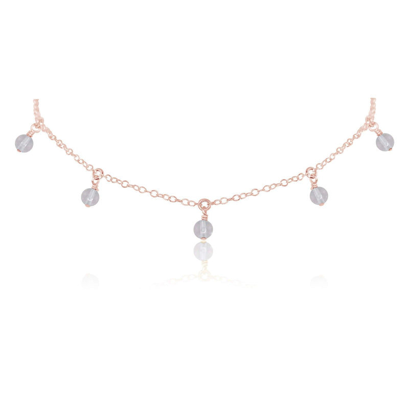 Bead Drop Choker - Crystal Quartz - 14K Rose Gold Fill - Luna Tide Handmade Jewellery