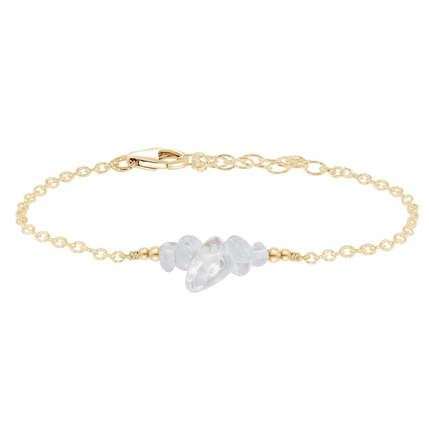 Crystal quartz Chip Bead Bar Bracelet - Crystal quartz Chip Bead Bar Bracelet - 14k Gold Fill - Luna Tide Handmade Crystal Jewellery