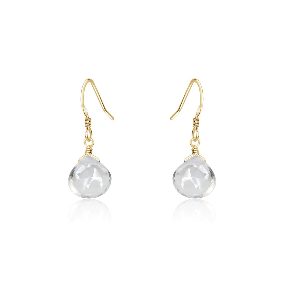 Teardrop Earrings - Crystal Quartz - 14K Gold Fill - Luna Tide Handmade Jewellery