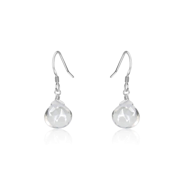 Teardrop Earrings - Crystal Quartz - Sterling Silver - Luna Tide Handmade Jewellery