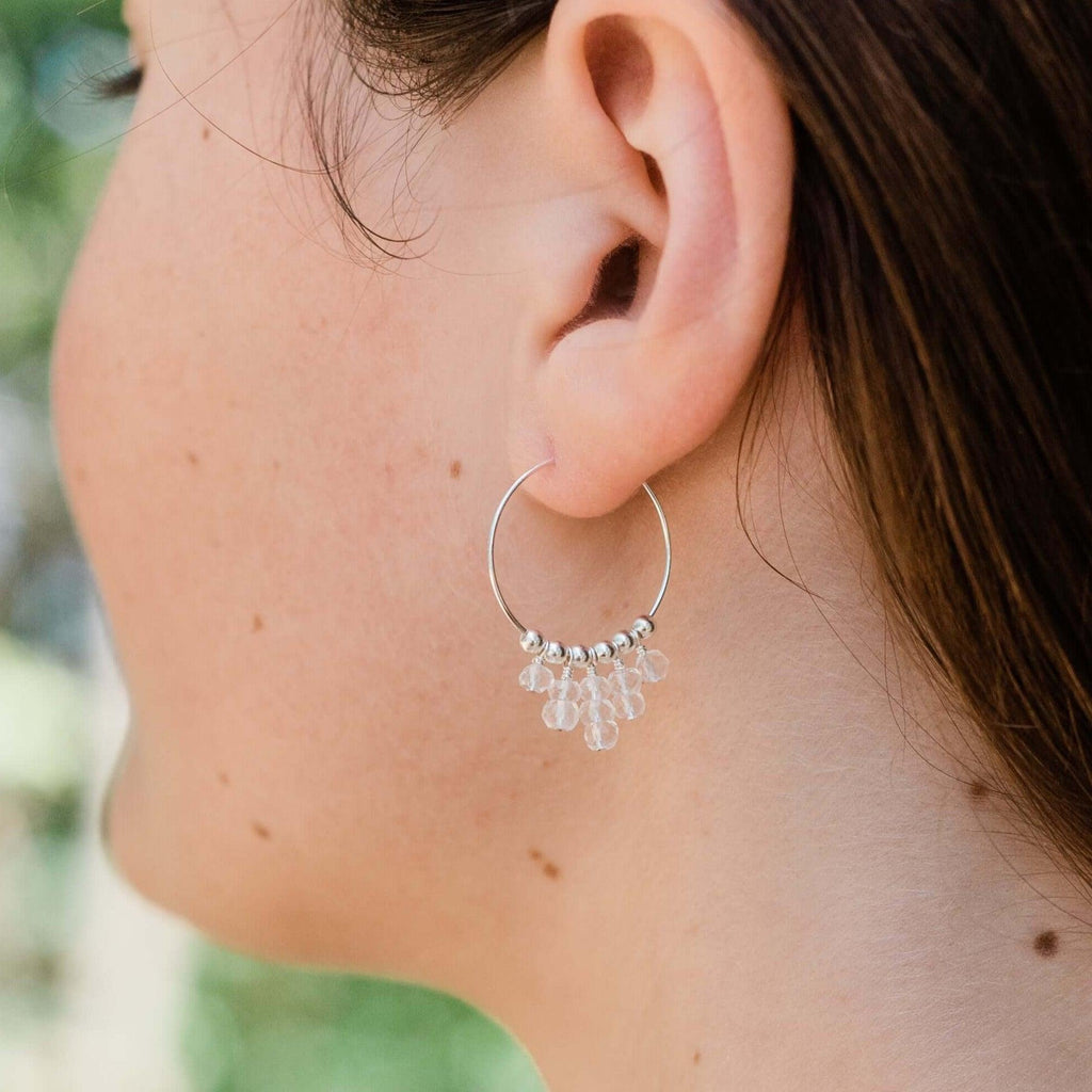 Crystal Quartz Statement Hoop Earrings - Crystal Quartz Statement Hoop Earrings - 14k Gold Fill - Luna Tide Handmade Crystal Jewellery