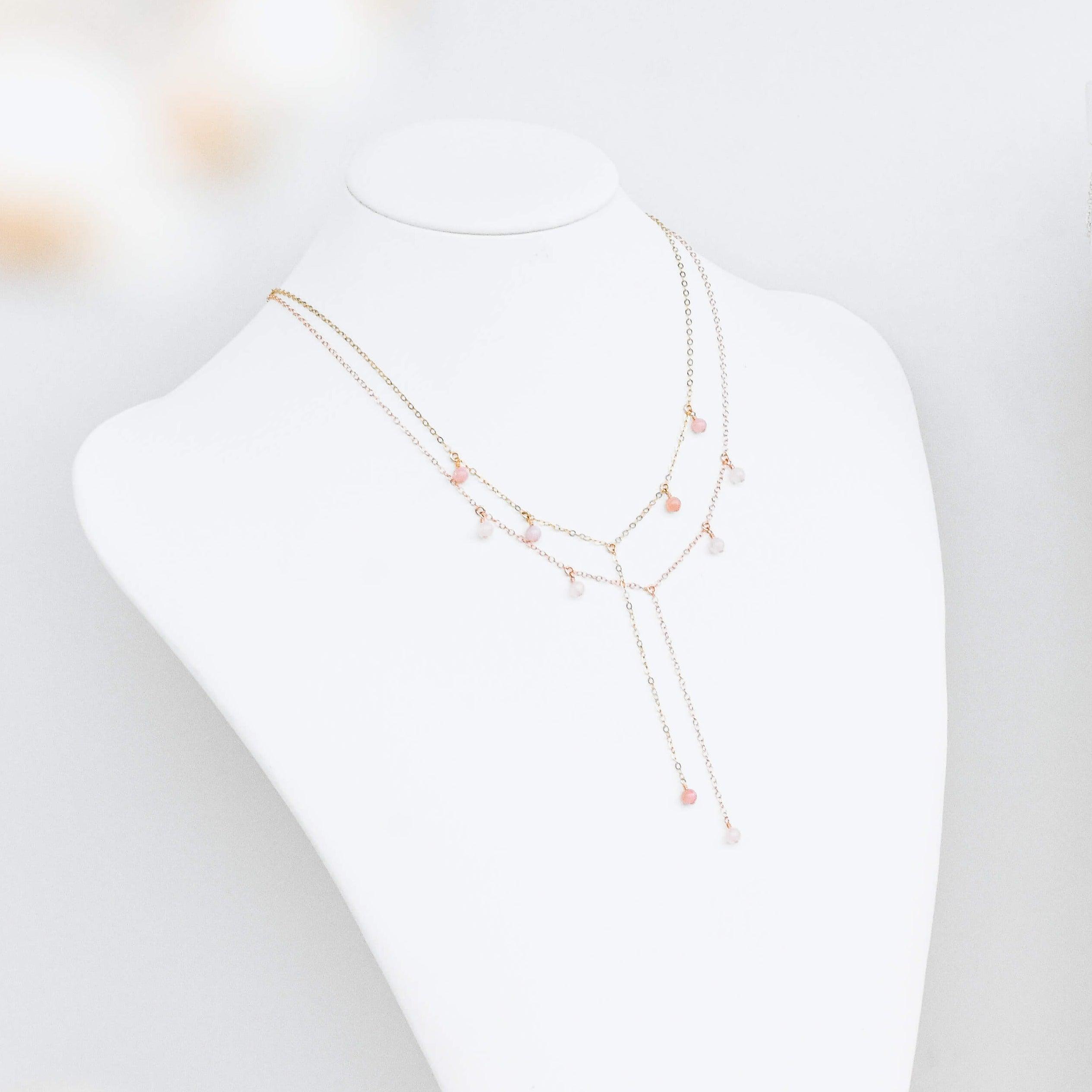 Boho Y Necklace - 14K Gold Fill - 14K Rose Gold Fill - Luna Tide Handmade Jewellery