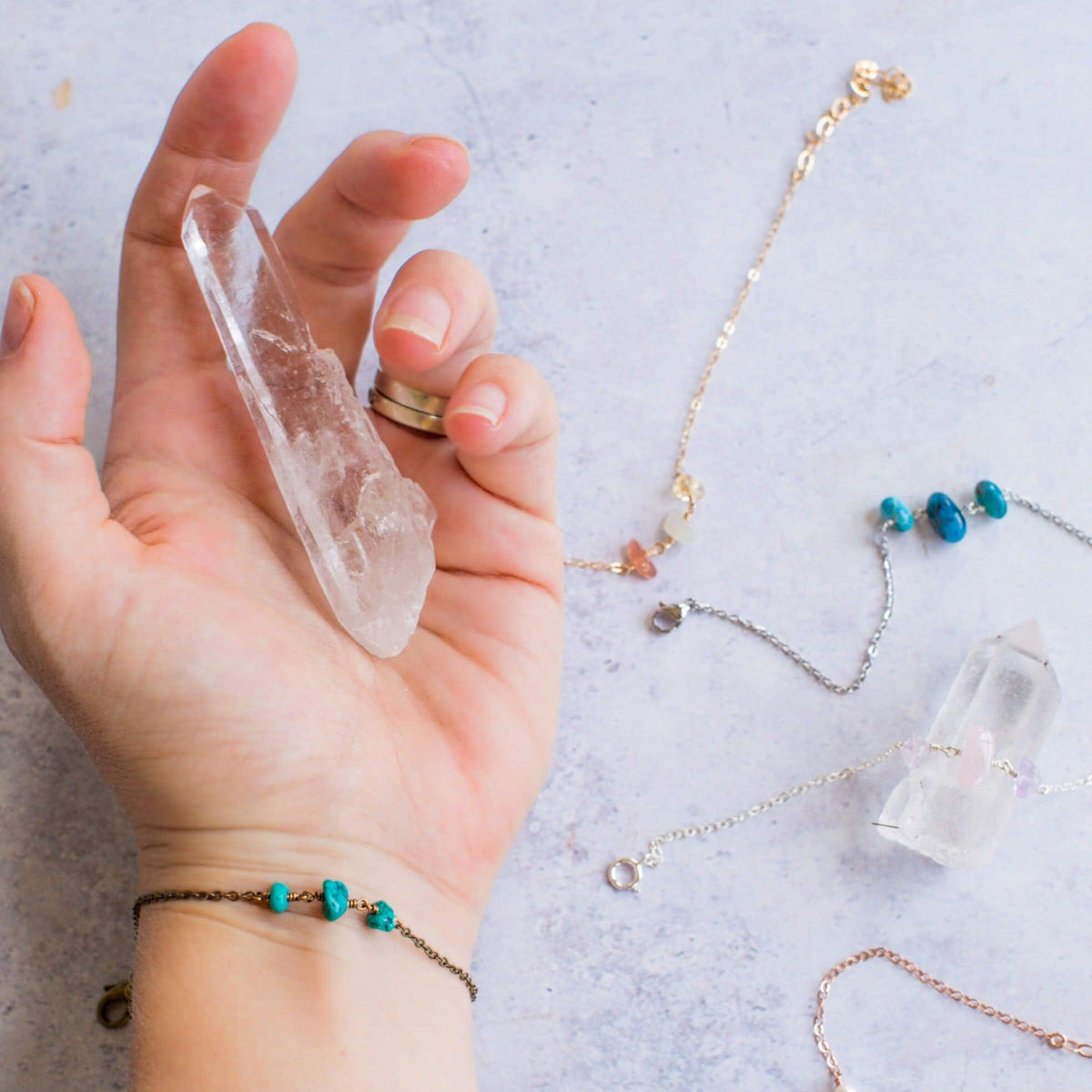 Custom Gemstone Beaded Chain Bracelet Luna Tide