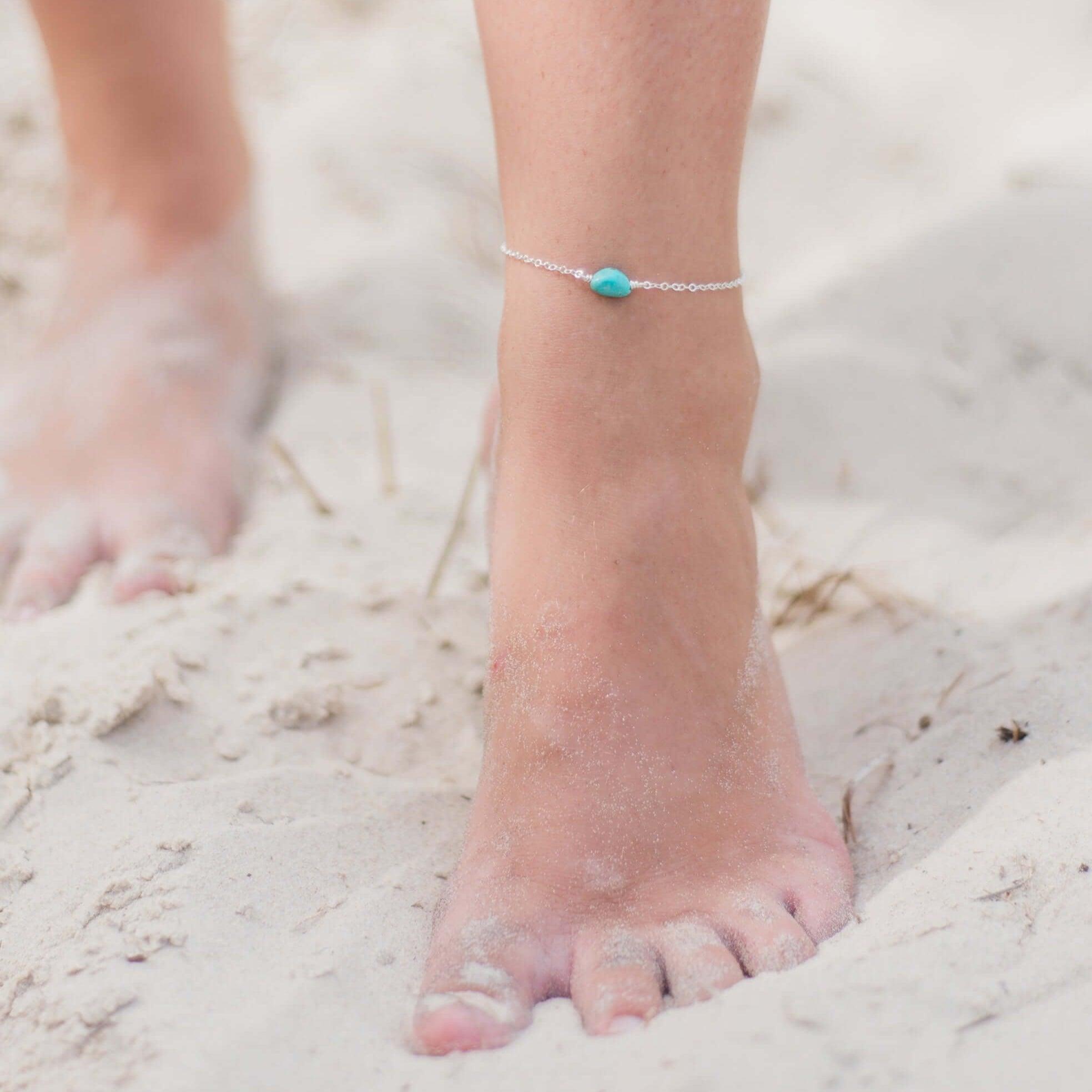 Raw Nugget Anklet - Sterling Silver - Luna Tide Handmade Jewellery
