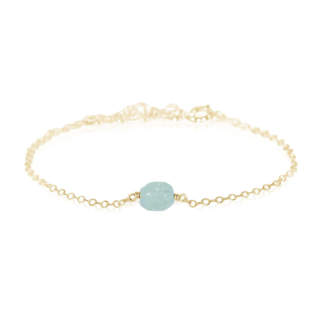 Raw Nugget Anklet - 14K Gold Fill - Luna Tide Handmade Jewellery