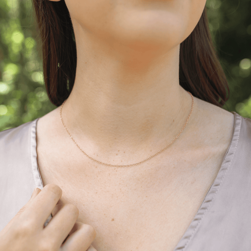 Custom Simple Plain or Satellite Fine Chain Necklace - Custom Simple Plain or Satellite Fine Chain Necklace - 14k Gold Fill / 35cm (14") - Choker / Cable - Luna Tide Handmade Crystal Jewellery