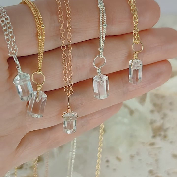 Crystal Quartz Mini Double Terminated Crystal Point Pendant Necklace