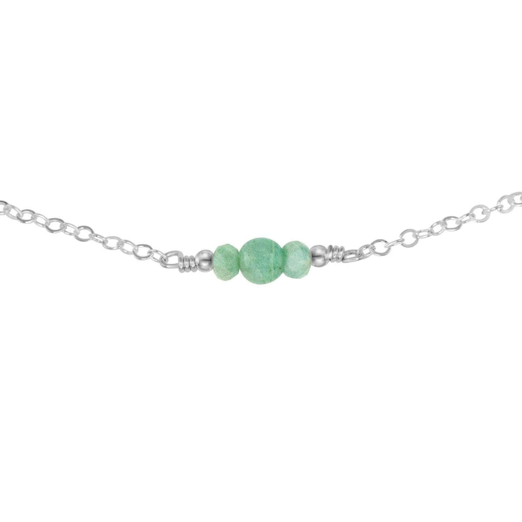 Dainty Amazonite Gemstone Choker Necklace - Dainty Amazonite Gemstone Choker Necklace - Sterling Silver - Luna Tide Handmade Crystal Jewellery