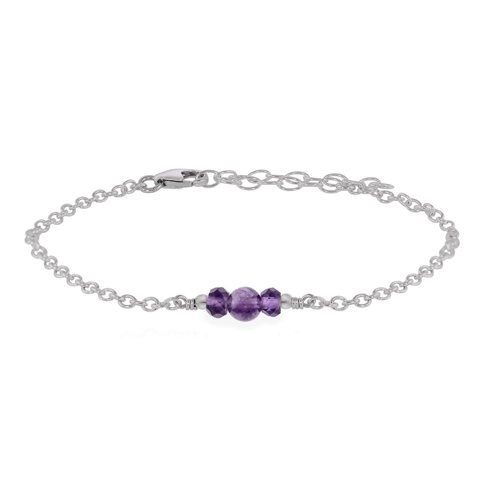 Dainty Amethyst Gemstone Bracelet - Dainty Amethyst Gemstone Bracelet - Stainless Steel - Luna Tide Handmade Crystal Jewellery