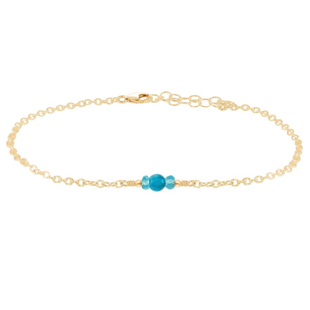 Dainty Apatite Gemstone Anklet - Dainty Apatite Gemstone Anklet - 14k Gold Fill - Luna Tide Handmade Crystal Jewellery