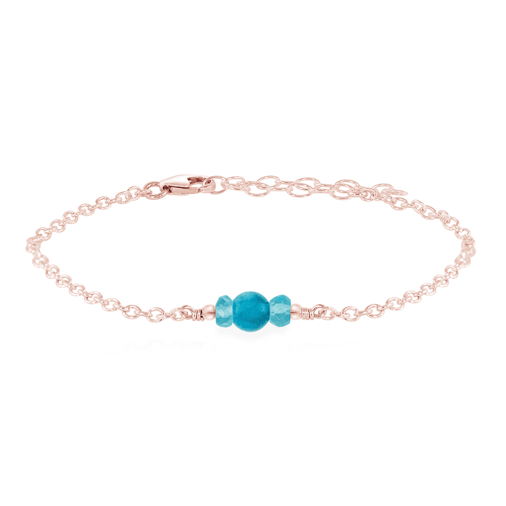 Dainty Apatite Gemstone Bracelet - Dainty Apatite Gemstone Bracelet - 14k Rose Gold Fill - Luna Tide Handmade Crystal Jewellery