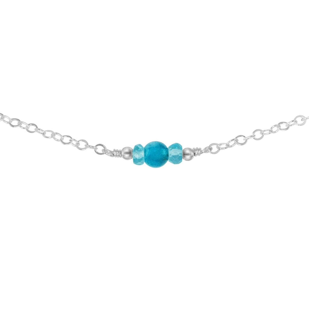 Dainty Apatite Gemstone Choker Necklace - Dainty Apatite Gemstone Choker Necklace - Sterling Silver - Luna Tide Handmade Crystal Jewellery