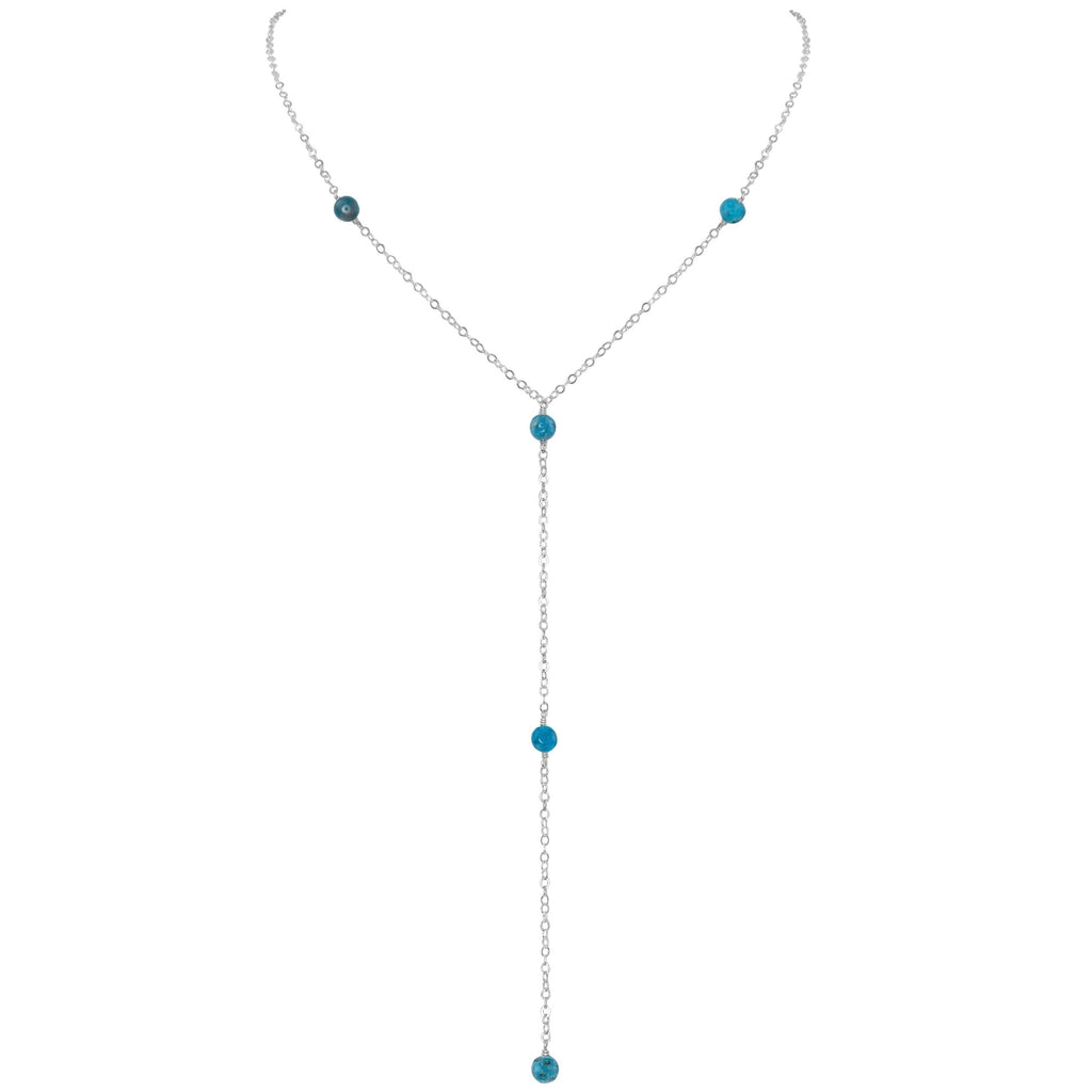 Dainty Apatite Lariat Necklace - Dainty Apatite Lariat Necklace - Sterling Silver - Luna Tide Handmade Crystal Jewellery