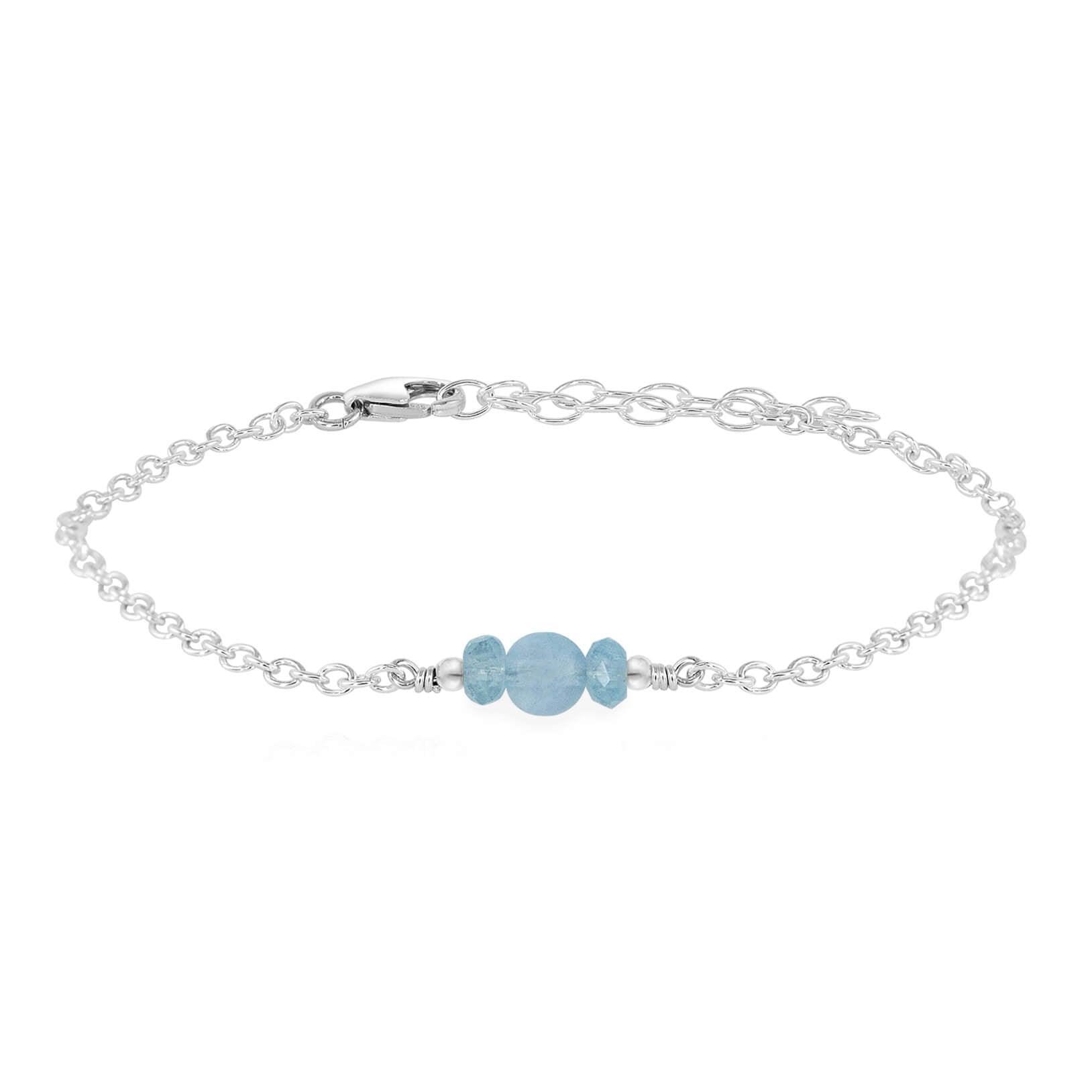 Dainty Aquamarine Gemstone Bracelet - Dainty Aquamarine Gemstone Bracelet - Sterling Silver - Luna Tide Handmade Crystal Jewellery