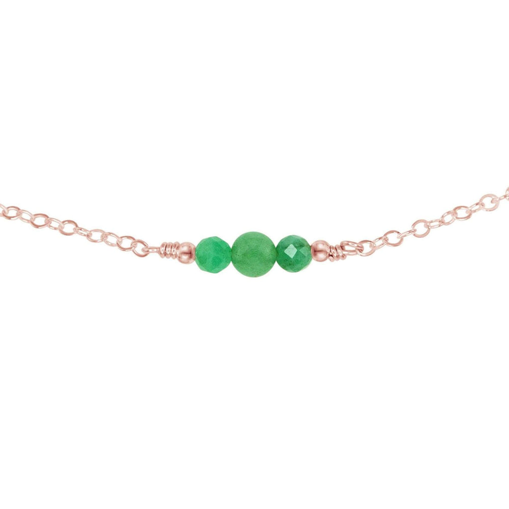 Dainty Aventurine Gemstone Choker Necklace - Dainty Aventurine Gemstone Choker Necklace - 14k Rose Gold Fill - Luna Tide Handmade Crystal Jewellery