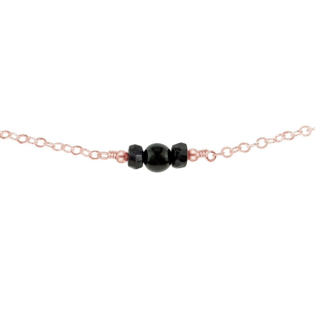 Dainty Black Tourmaline Gemstone Choker Necklace - Dainty Black Tourmaline Gemstone Choker Necklace - 14k Rose Gold Fill - Luna Tide Handmade Crystal Jewellery