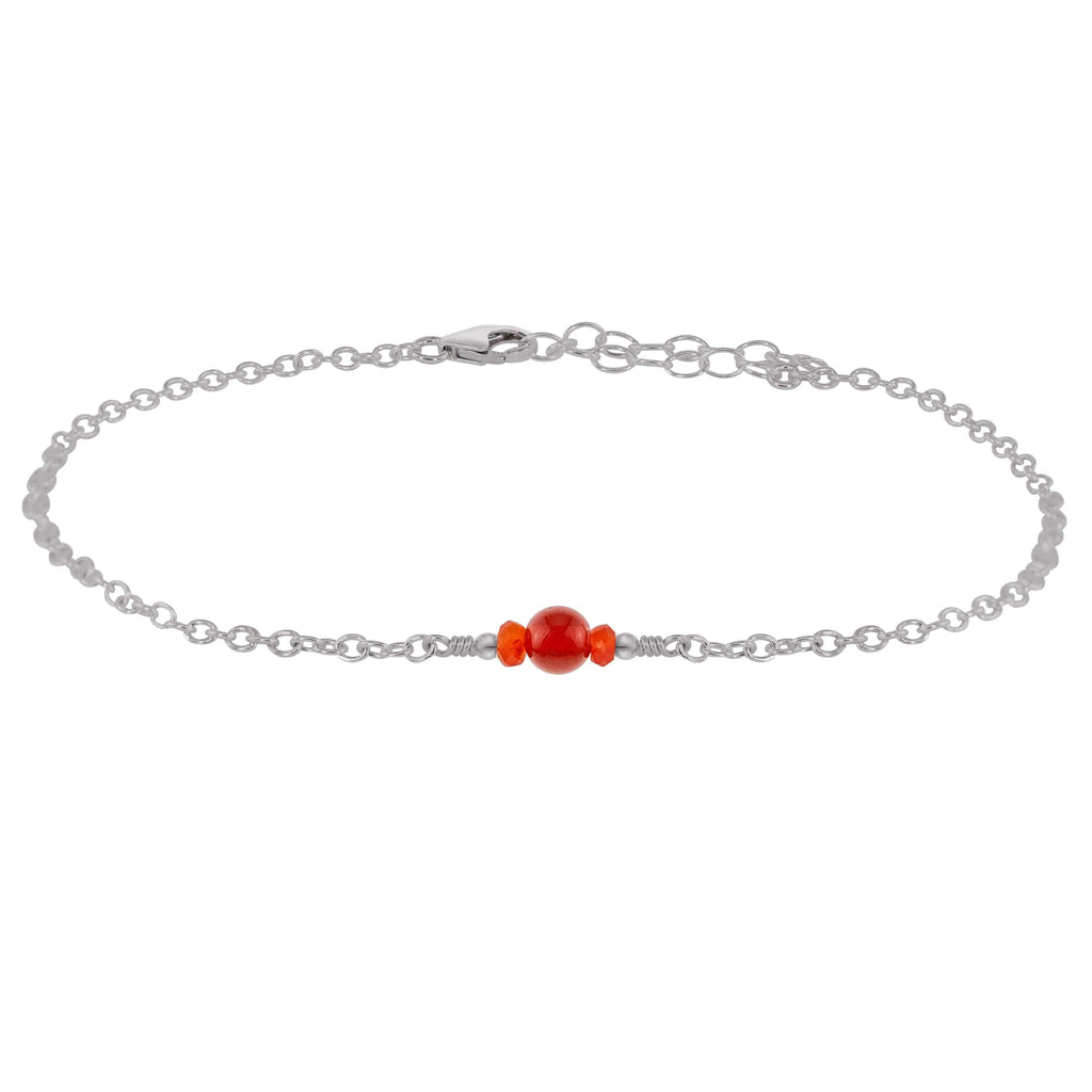 Dainty Carnelian Gemstone Anklet - Dainty Carnelian Gemstone Anklet - Stainless Steel - Luna Tide Handmade Crystal Jewellery