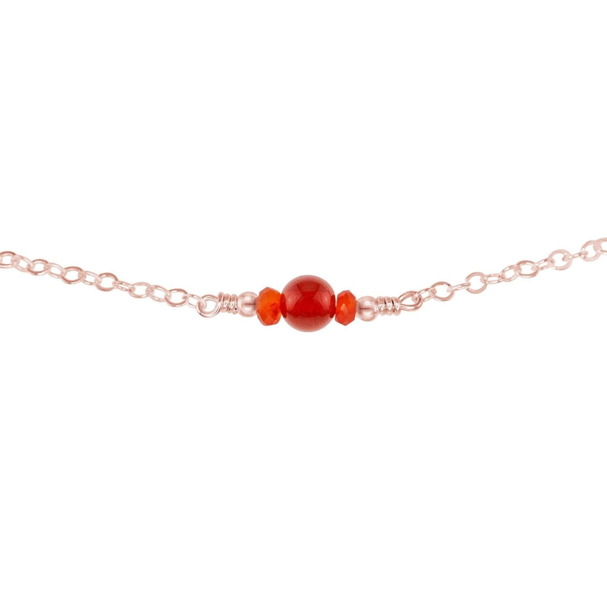Dainty Carnelian Gemstone Choker Necklace - Dainty Carnelian Gemstone Choker Necklace - 14k Rose Gold Fill - Luna Tide Handmade Crystal Jewellery