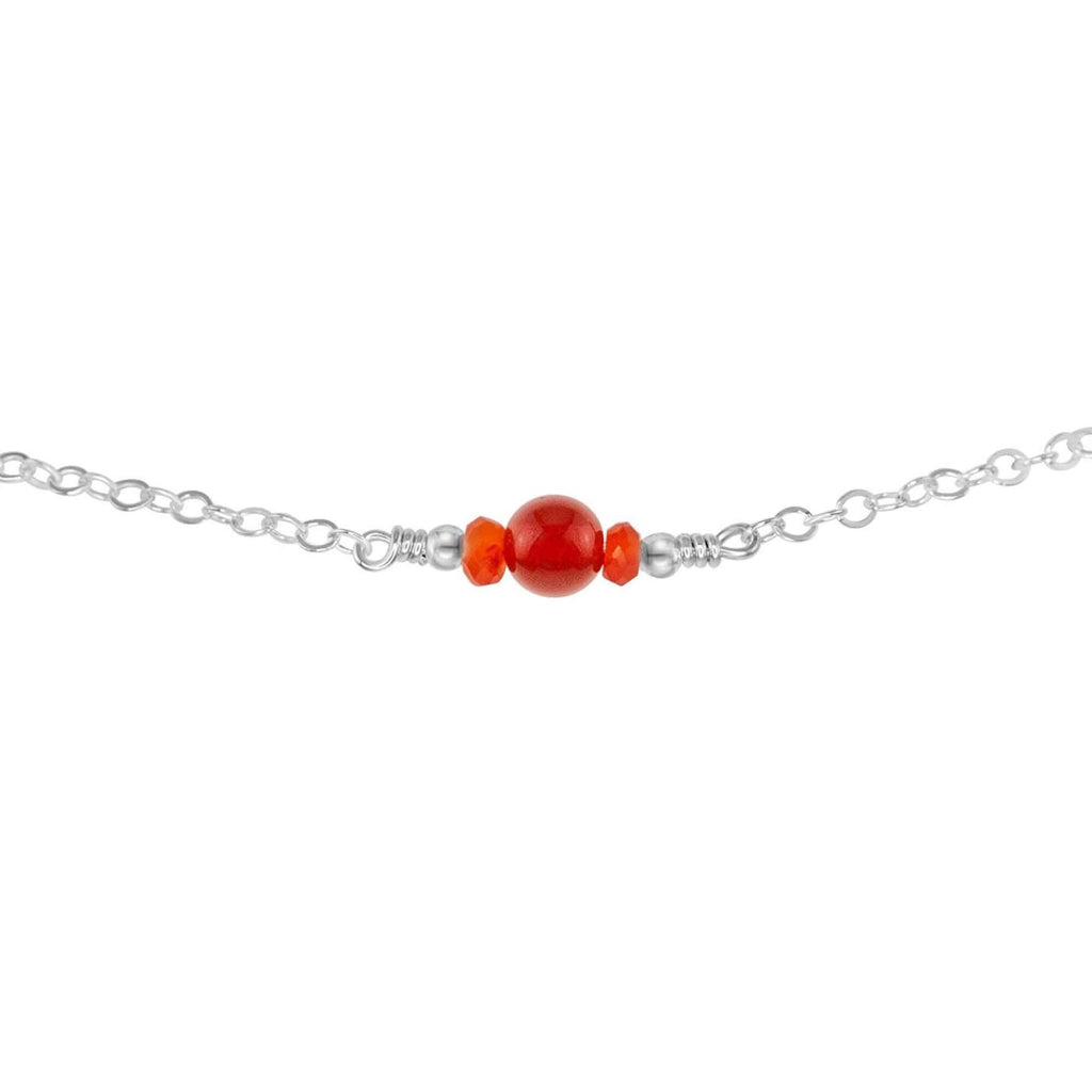 Dainty Carnelian Gemstone Choker Necklace - Dainty Carnelian Gemstone Choker Necklace - Sterling Silver - Luna Tide Handmade Crystal Jewellery