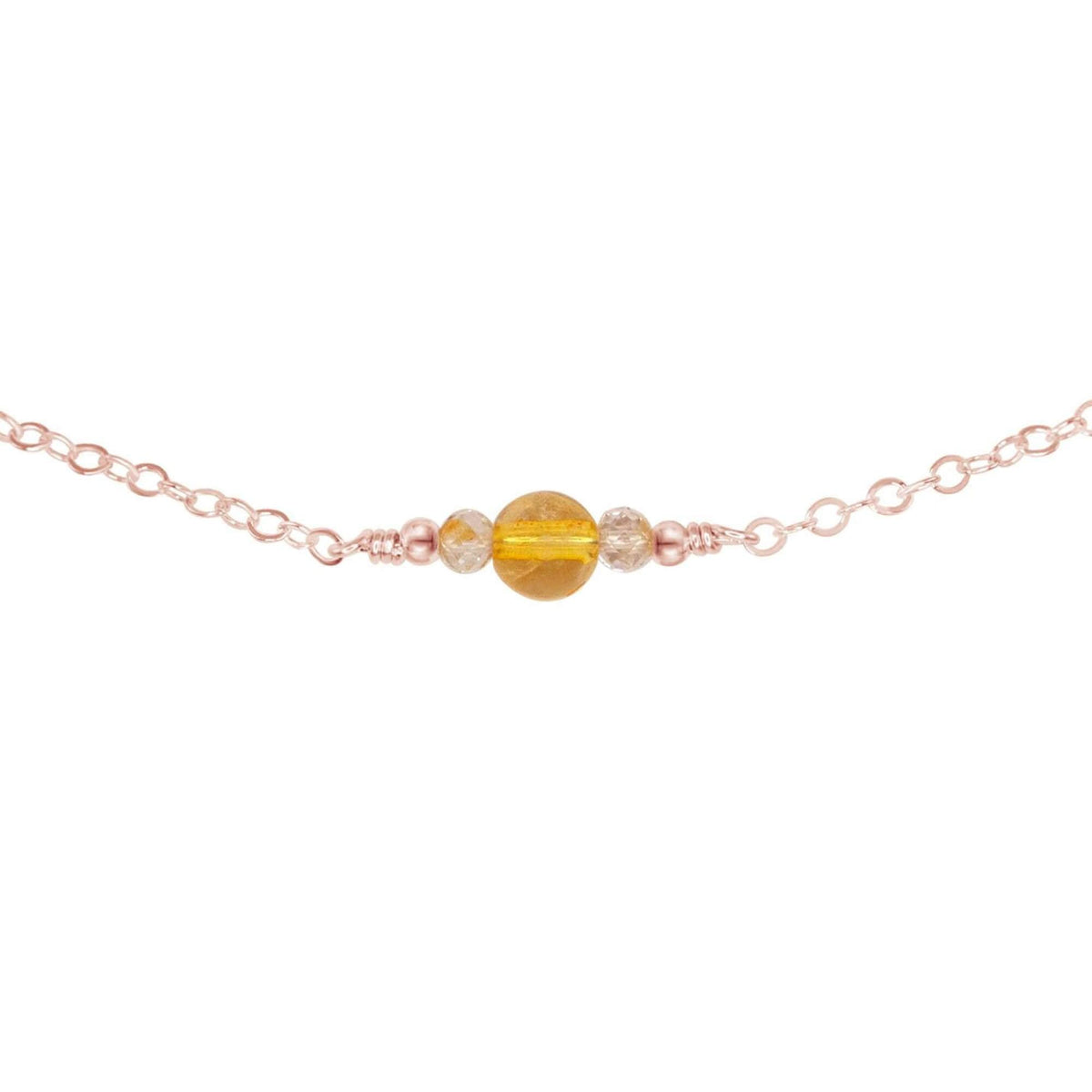 Dainty Choker - Citrine - 14K Rose Gold Fill - Luna Tide Handmade Jewellery