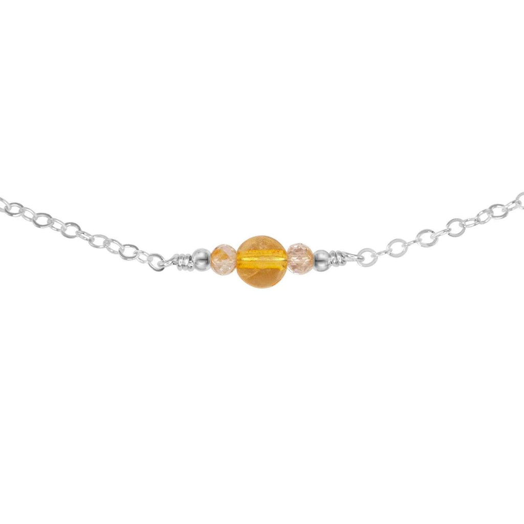 Dainty Citrine Gemstone Choker Necklace - Dainty Citrine Gemstone Choker Necklace - Sterling Silver - Luna Tide Handmade Crystal Jewellery