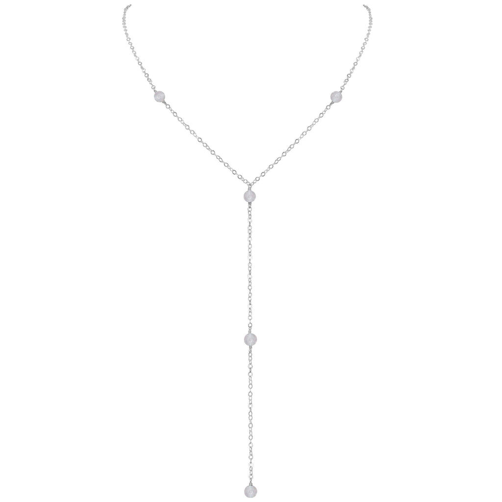 Dainty Crystal Quartz Lariat Necklace - Dainty Crystal Quartz Lariat Necklace - Sterling Silver - Luna Tide Handmade Crystal Jewellery