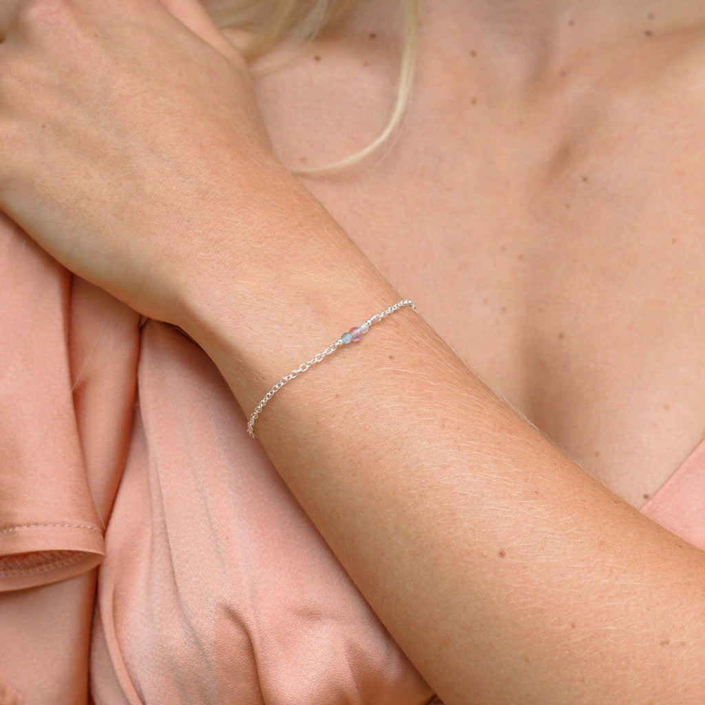 Dainty Fluorite Gemstone Bracelet - Dainty Fluorite Gemstone Bracelet - 14k Gold Fill - Luna Tide Handmade Crystal Jewellery