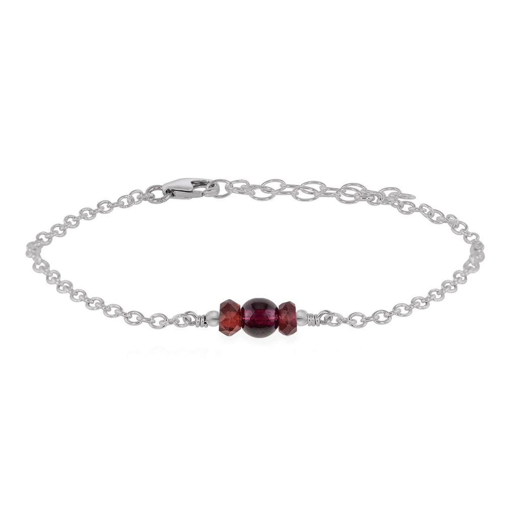 Dainty Garnet Gemstone Bracelet - Dainty Garnet Gemstone Bracelet - Stainless Steel - Luna Tide Handmade Crystal Jewellery