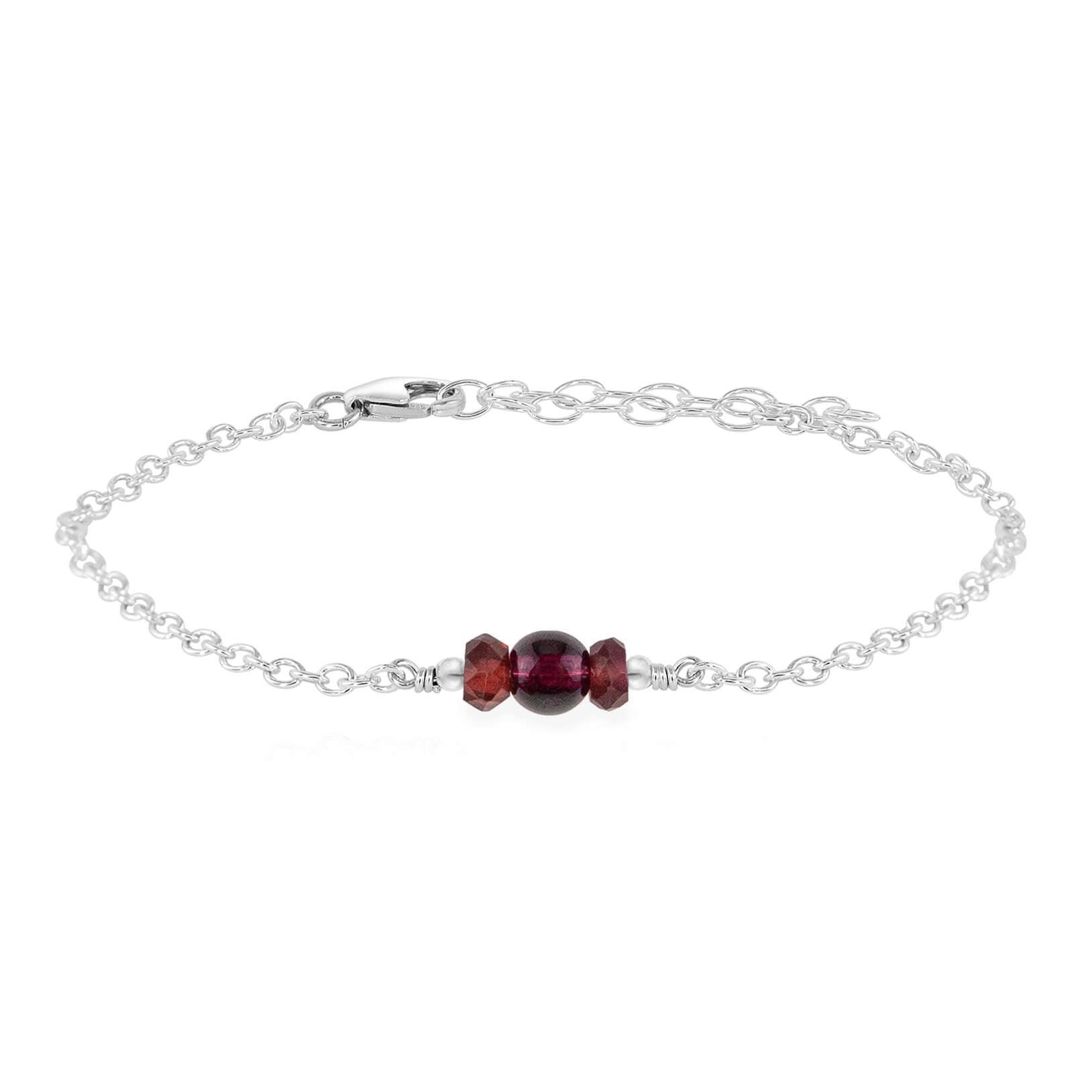 Dainty Garnet Gemstone Bracelet - Dainty Garnet Gemstone Bracelet - Sterling Silver - Luna Tide Handmade Crystal Jewellery