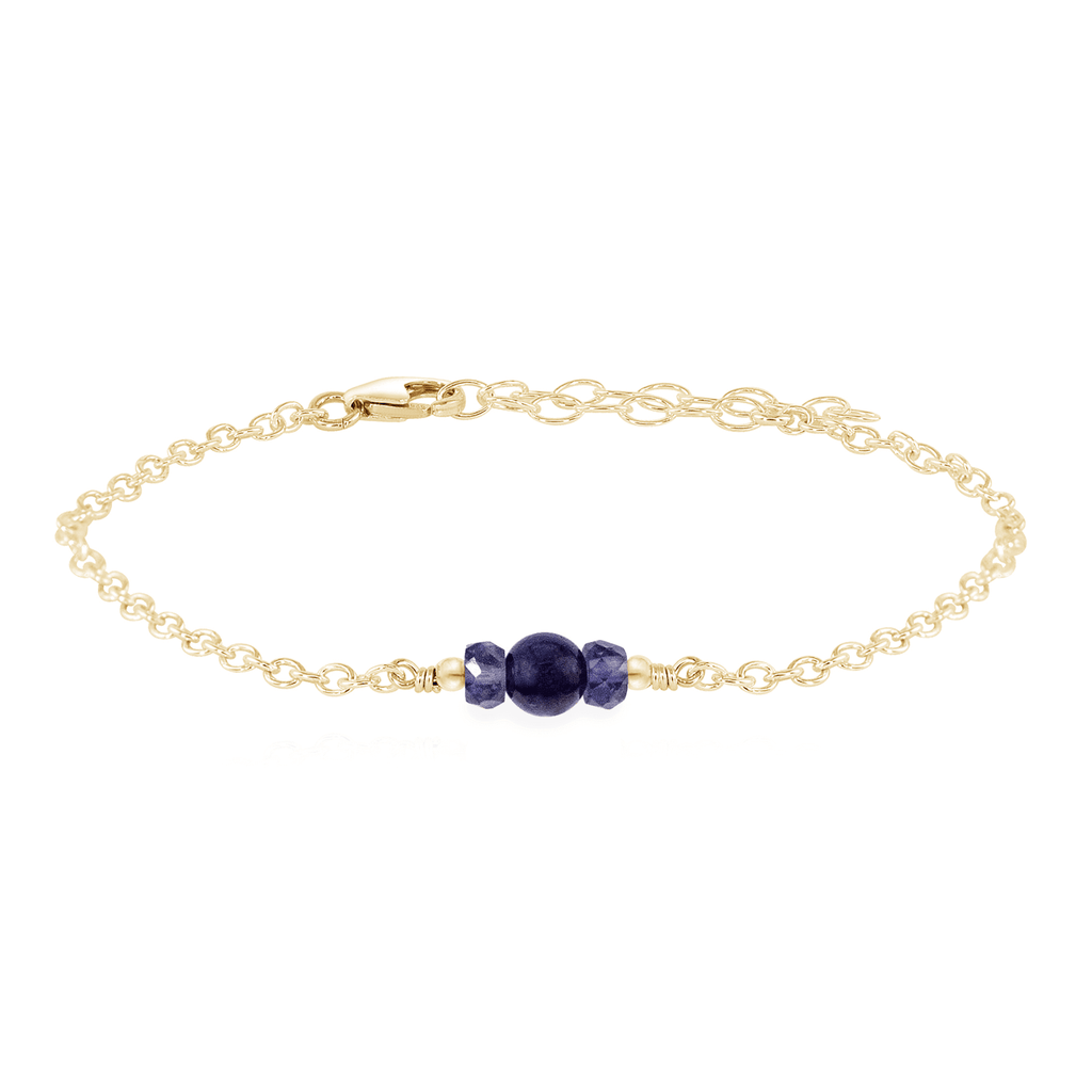 Dainty Iolite Gemstone Bracelet - Dainty Iolite Gemstone Bracelet - 14k Gold Fill - Luna Tide Handmade Crystal Jewellery