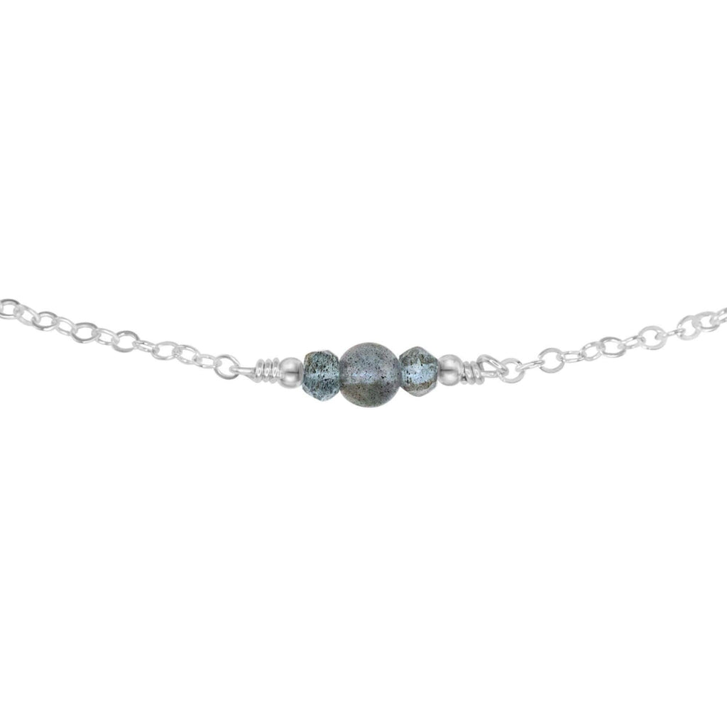 Dainty Labradorite Gemstone Choker Necklace - Dainty Labradorite Gemstone Choker Necklace - Sterling Silver - Luna Tide Handmade Crystal Jewellery