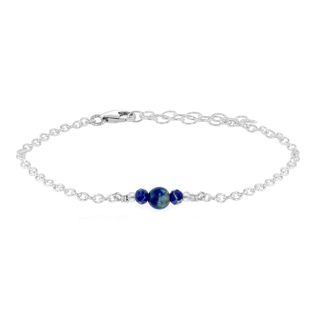 Dainty Lapis Lazuli Gemstone Bracelet - Dainty Lapis Lazuli Gemstone Bracelet - Sterling Silver - Luna Tide Handmade Crystal Jewellery
