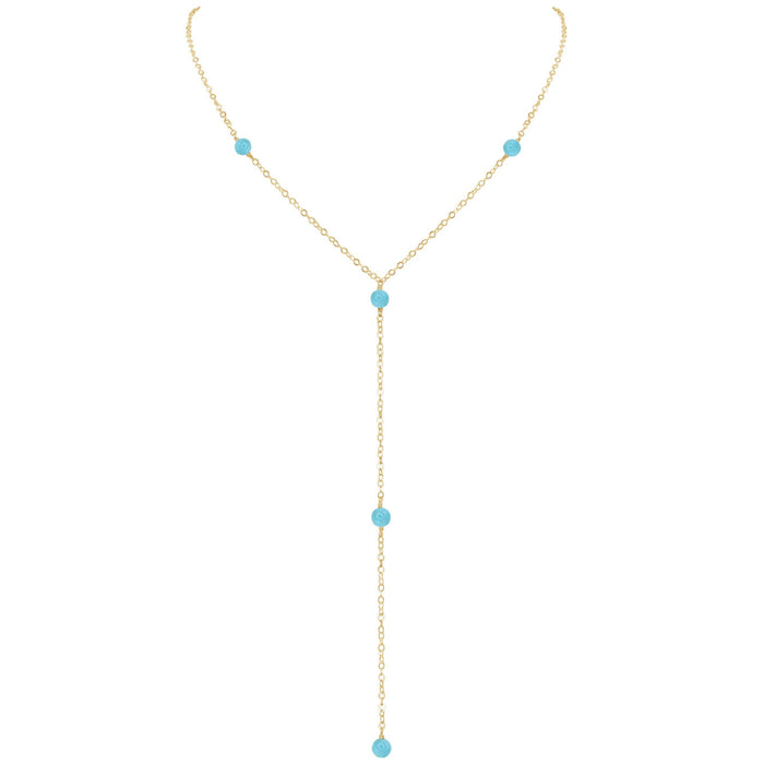 Dainty Larimar Lariat Necklace - Dainty Larimar Lariat Necklace - 14k Gold Fill - Luna Tide Handmade Crystal Jewellery