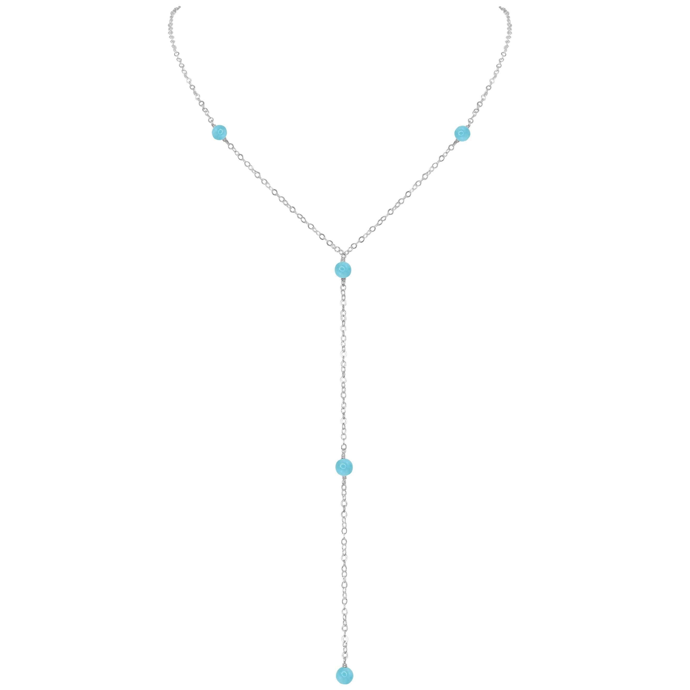 Dainty Larimar Lariat Necklace - Dainty Larimar Lariat Necklace - Sterling Silver - Luna Tide Handmade Crystal Jewellery